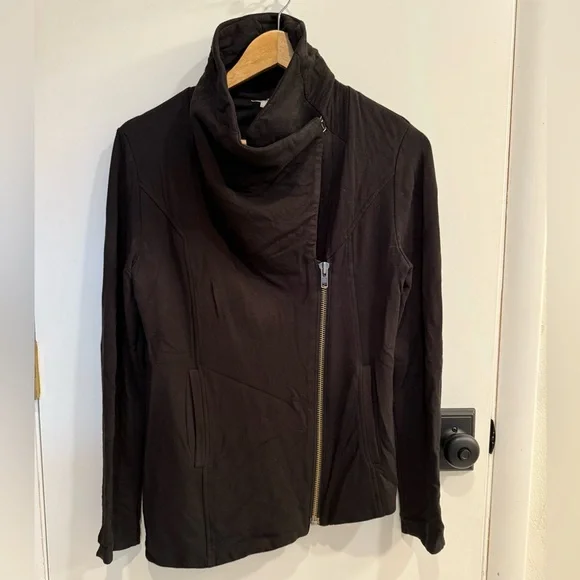 Helmut Lang Black Asymmetrical Drape Front Moto Jacket - Picture 4 of 8